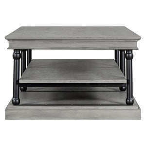 55.1" Wood Coffee Table with Storage Shelves