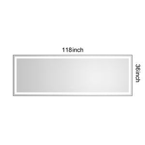 118" x 36" LED Bathroom Mirror with Aluminum Frame