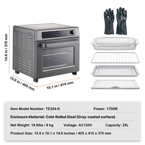 12-in-1 Air Fryer Toaster Oven 25L Stainless Steel 1700W