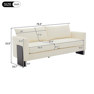 Modern Sofa Couch Stylish 3-Seater Sofa with Rubberwood Legs