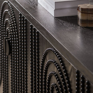 Modern Sideboard Cabinet With Decorative Nailhead Accents, Stylish Storage Solution For Dining, Living Rooms - Black