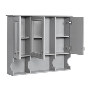 Wall Mounted Bathroom Medicine Wall Cabinet With Mirror & Open Shelves