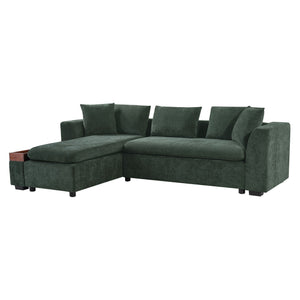 Modern L Shaped Sectional Sofa With Upholstery And Wooden Storage