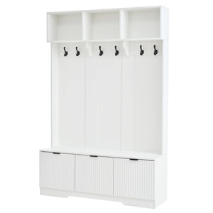 49.6" 5-in-1 Hall Tree with Bench, Shoe Storage & Cabinets