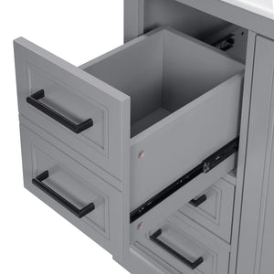 Bathroom Vanity With Sink, Soft Close Doors, Adjustable Shelf & 3 Drawers
