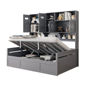 Daybed With All-In-One Cabinet And Shelf