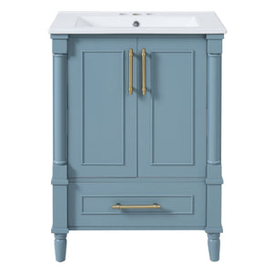 Bathroom Vanity With Ornate French Cylinder Legs, Soft Close Drawer