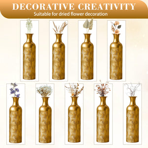 3 Pack Semi-Handcrafted Gold Metal Vase Collection