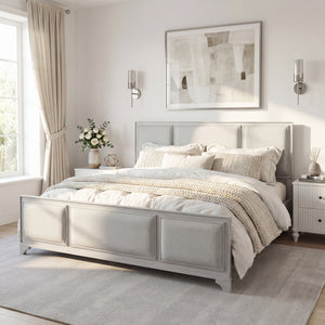 King Size Bed Frame with Upholstered Headboard