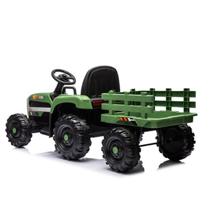 Ride On Tractor With Trailer - 24V Battery Powered Electric Tractor Toy