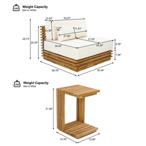 Oversized Outdoor 2-Piece Chat Set with Club Chair and Side Table
