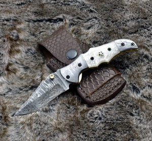 Celtic Gentleman's Folding Knife with Pearl Handle and Knife Sharpener - TRAPSKI