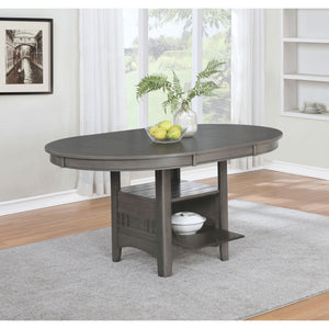 Lavon - Oval Extension Leaf Dining Table With Built In Storage - Gray