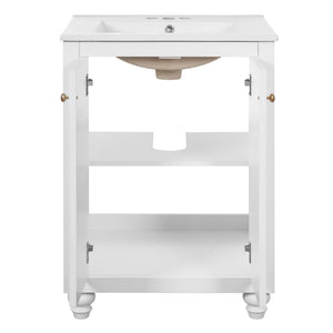 Bathroom Vanity With Ornate Elliptical Motif, Soft Close Hinges