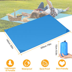 Portable Beach Blanket 4.6’ x 6.6’ Waterproof Foldable Camping Rug Pocket Sandproof Picnic Mat for Camping Picnic Hiking Grass Travel
