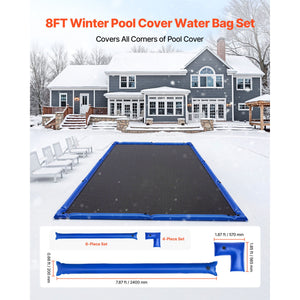 26 Gauge 6-Pack 4ft Single Chamber Pool Cover Water Bags with 4 Corner Water Tubes