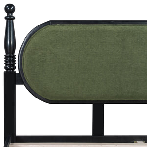 King Bed Frame, Solid Wood Platform with Slats, Modern