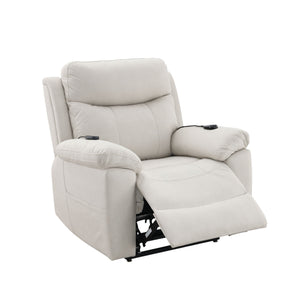 Chriki Beige Fabric Power Recliner with Lift, Heating, and Massage