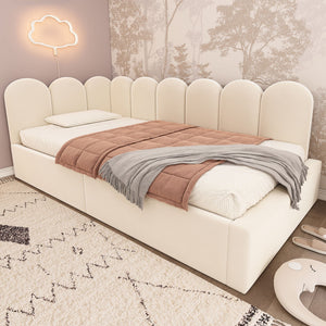 Upholstered Daybed With Metal Slatted Base
