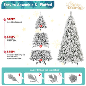 7FT Flocked Christmas Tree with 450 Warm White LED Lights