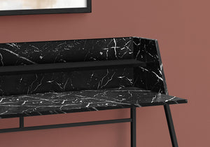 Computer Desk for Home Office with Marble Look and Storage Shelves