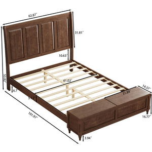Sleigh Bed Frame With Tall Headboard And Storage Bench