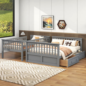 Bunk Bed With Drawers, Convertible Storage Bed