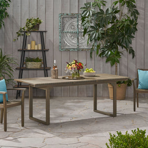 Outdoor Expandable Acacia Wood Dining Table With U-Shaped Leg