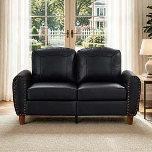 59" Classic Living Room Sofa Loveseat Faux Leather Couch