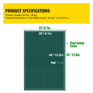 Pool Safety Cover Fits 20x40ft Rectangle Inground Safety Pool Cover