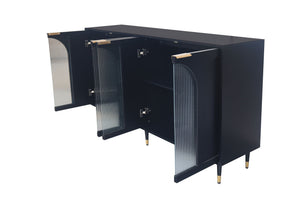 Accent Cabinet Lacquered Wooden Cabinet With 4 Glass Doors Sideboard Buffet Server Cabinet Storage Cabinet, For Living Room, Entryway, Hallway, Office, Kitchen And Dining Room