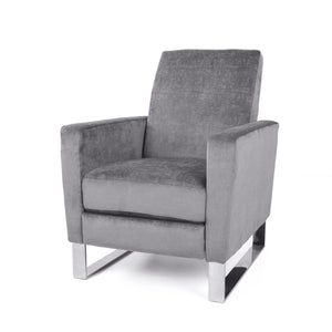 Bolt Upholstered Recliner Chair With Stainless Steel Base - Gray / Chrome