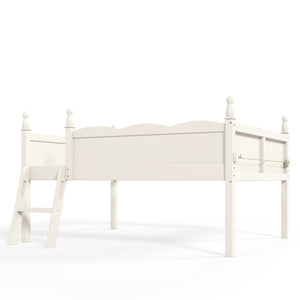 Full Size Low Loft Bed with Full-Length Guardrails