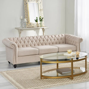 Chesterfield Style 3 Seater Sofa with Deep Button Tufting - Multiple Colors