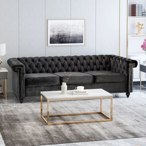 Chesterfield Style 3 Seater Sofa with Deep Button Tufting - Multiple Colors