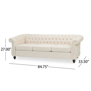Chesterfield Style 3 Seater Sofa with Deep Button Tufting - Multiple Colors