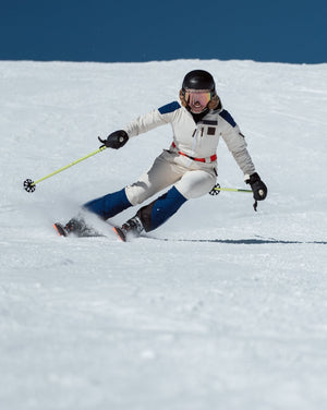 Chic Ski Suit - Cream & Blue