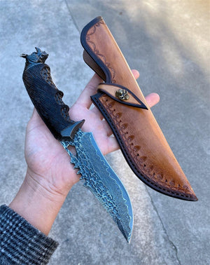 Chimera VG10 Damascus Hunting Knife with Exotic Ebony Wood Handle - TRAPSKI