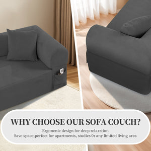 Spring Sofa with High-Quality Fabric and Storage - Gray