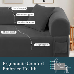 Spring Sofa with High-Quality Fabric and Storage - Gray