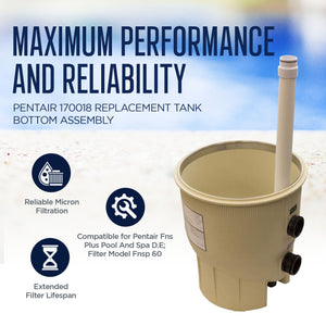 Pentair 170018 Replacement Tank Bottom Assembly 60 Sq Ft FNSP60 FNS Plus Filter