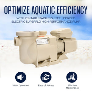 Pentair Stainless Steel Corded Electric SuperFlo High Performance Pump, Beige