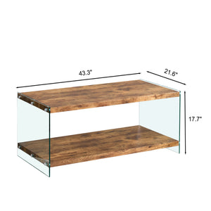 Light Brown Side Table with Tempered Glass Top - Fully Assembled
