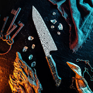 Increda Japanese Chef Knife VG-10 Damascus Steel Blade with Carbon Fiber Handle and Sheath