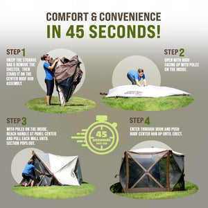 Clam Quick Set Escape Sky Screen Portable Camping Outdoor Gazebo Shelter, Brown - TRAPSKI