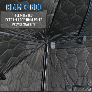 CLAM X-600 Portable 11.5 Ft 6 Person Pop Up Ice Fishing Thermal Hub Shelter Tent