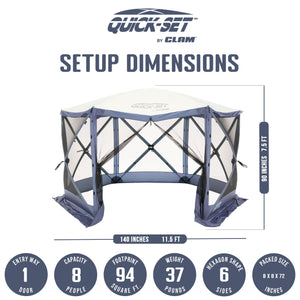 CLAM Quick-Set Escape 11.5 x 11.5 Foot Portable Outdoor Canopy Shelter, Blue