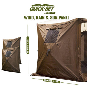 Clam Portable Outdoor Camping Canopy, Brown + Clam Quick Set Wind and Sun Panels