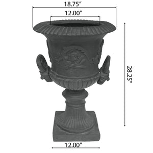 Classic Roman MGO Garden Urn Planter with Durable Magnesium Oxide - Black