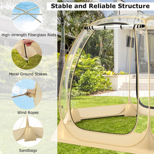 11 x 11 Feet Clear Dome Pop up Bubble Tent with Carrying Bag for 6-10 People-Beige